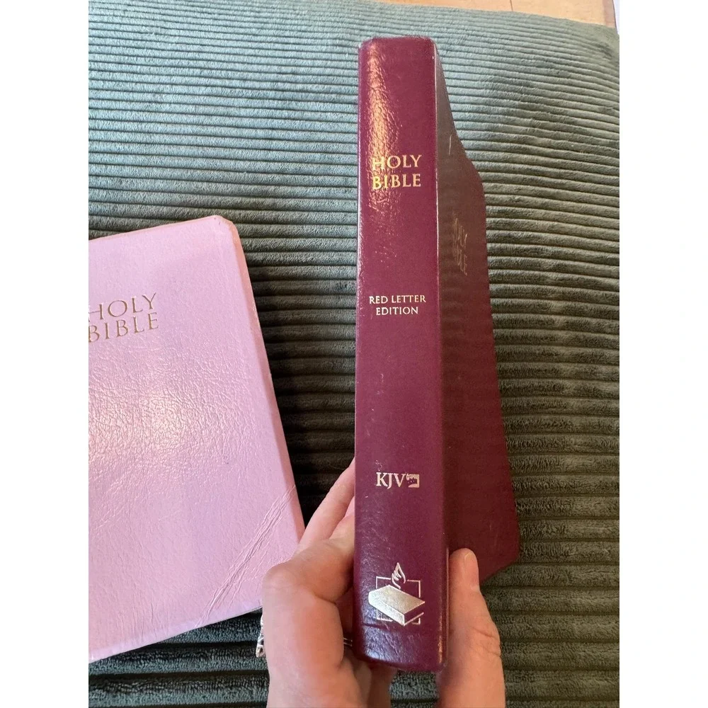 Two Holy Bible KJV Red Letter Edition Set Pink‎ Burgundy
